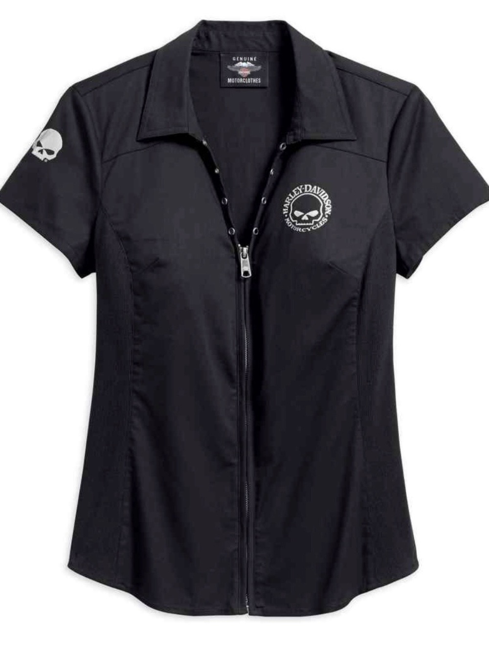 Harley-Davidson Ladies skull Zip Front Shirt.
